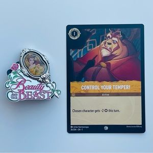 (SOLD) Lorcana TCG: First Chapter 26/204 Control Your Temper & Disney Pin Belle